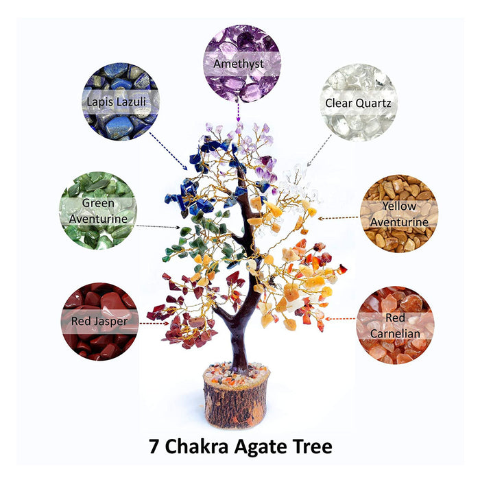 Seven chakra tree 8 inches 7 chakra stone tree