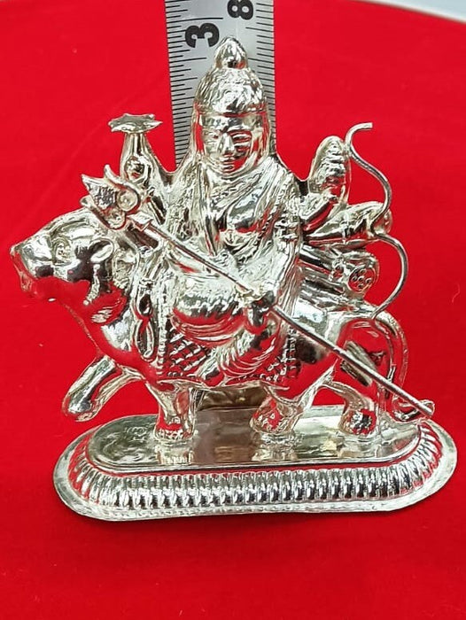 Pure Silver Durga Idol for Worship, Home Temple Usage of Maa Durga Idol in Pure Silver Small to Medium Size for Vastu and Pooja, Gifting in India, UK, USA, All Country