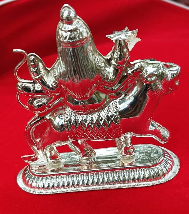 Pure Silver Durga Idol for Worship, Home Temple Usage of Maa Durga Idol in Pure Silver Small to Medium Size for Vastu and Pooja, Gifting in India, UK, USA, All Country